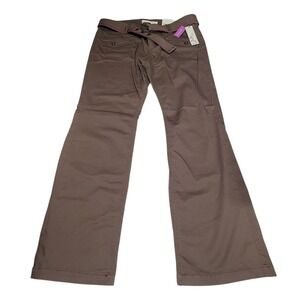 Smart Set Women Brown Low Rise Flare Leg Pants Belted Stretch Size 13 New Tag